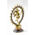 Táncoló Shiva réz szobor, kőberakásos - 19 cm