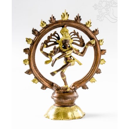 Táncoló Shiva réz szobor, arany-bronz- 24,5 cm