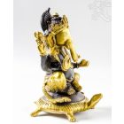 Ganesha teknősön réz szobor, barna - arany - 33 cm