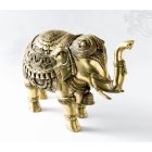 Elefánt réz szobor, matt sárga - 38 cm - nagy méretű