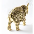 Elefánt réz szobor, matt sárga - 38 cm - nagy méretű