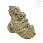Fekvő Ganesha láva kő szobor - 15 cm