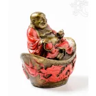Nevető Buddha színes rezin szobor - 10 cm