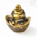 Nevető Buddha színes rezin szobor - 10 cm