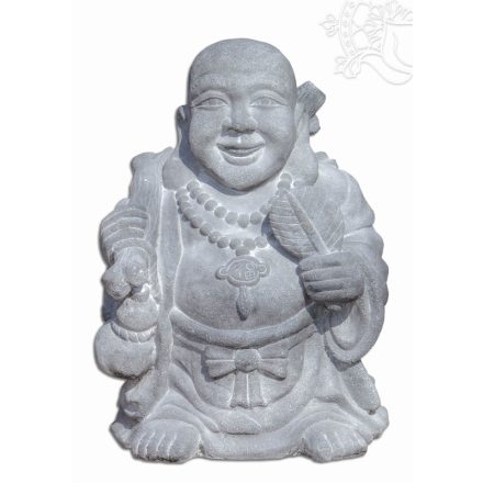 Nevető Buddha láva kő szobor - 55 cm hatalmas