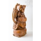 Álló nevető Buddha fa faragott szobor, nagy méretű - 50 cm