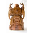 Álló nevető Buddha fa faragott szobor, nagy méretű - 50 cm