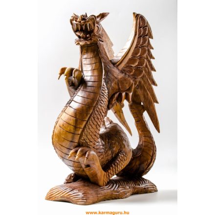 Sárkány fa faragott szobor - 50 cm