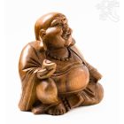 Nevető Buddha fa faragott szobor - 20 cm