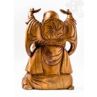 Álló nevető Buddha fa faragott szobor, nagy méretű - 42 cm