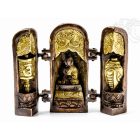 Buddha nyitható oltár réz, bronz-arany