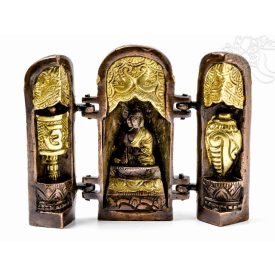 Buddha nyitható oltár réz, bronz-arany