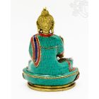 Áldó Buddha réz szobor, kővel berakott, prémium minőség - 16 cm
