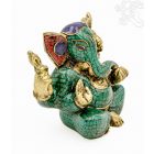 Ganesha réz szobor kővel berakott - prémium minőségű - 13 cm