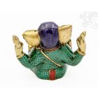 Ganesha réz szobor kővel berakott - prémium minőségű - 13 cm