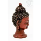 Buddha fej szobor, rezin, vörös - 12 cm