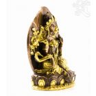 Zöld Tara réz szobor, arany-bronz - 14 cm