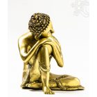Gondolkodó Buddha réz szobor, matt sárga - 18 cm
