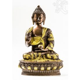 Áldó Buddha réz szobor, arany-bronz - 30 cm