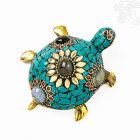 Zöld kővel berakott teknős féldrágakövekkel, kicsi - 9 cm