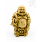 Nevető Buddha rezin szobor, csont színű - 7 cm