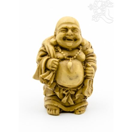 Nevető Buddha rezin szobor, csont színű - 7 cm