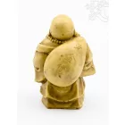 Nevető Buddha rezin szobor, csont színű - 7 cm