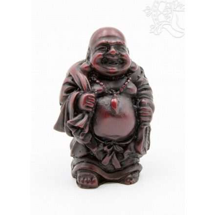 Nevető Buddha rezin szobor, vörös színű - 7 cm