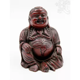 Nevető Buddha rezin szobor, vörös színű - 10 cm