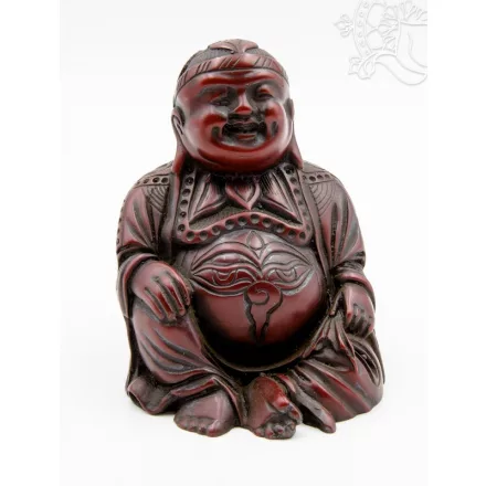 Nevető Buddha rezin szobor, vörös színű - 10 cm