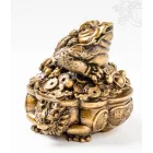Nagy pénzen ülő béka rezin szobor - 15 cm
