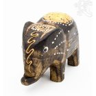  Festett mintás fa elefánt, kicsi - 5 cm 