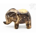  Festett mintás fa elefánt, kicsi - 5 cm 