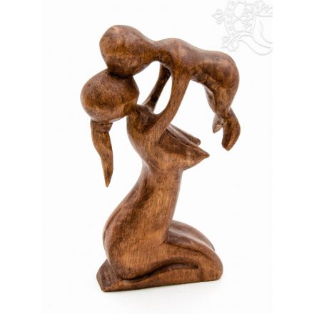 Anya gyerekkel absztrakt fa szobor - 20 cm