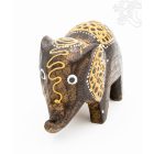 Festett mintás fa elefánt, közepes - 6 cm