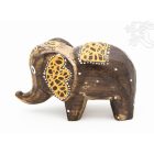 Festett mintás fa elefánt, közepes - 6 cm