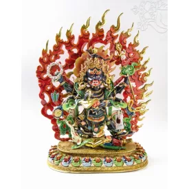   Mahakala teljesen aranyozott, festett szobor különlegesség - 47 cm - VÉDELEM