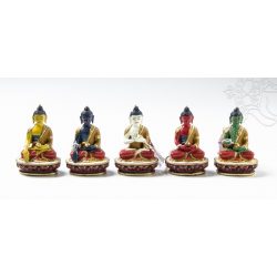   5 Dhyani Buddha teljesen aranyozott, festett szobor különlegesség - 8,5 cm