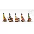 5 Dhyani Buddha teljesen aranyozott, festett szobor különlegesség - 8,5 cm