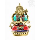 4 karú Csenrézi réz szobor, kővel berakott - 14 cm