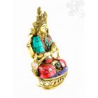 4 karú Csenrézi réz szobor, kővel berakott - 14 cm