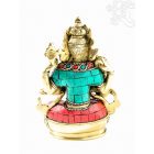 4 karú Csenrézi réz szobor, kővel berakott - 14 cm