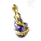 Gyógyító Buddha réz szobor, kővel berakott - 14 cm