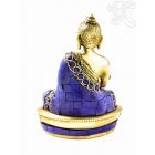 Gyógyító Buddha réz szobor, kővel berakott - 14 cm