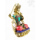 Manjushri réz szobor, kővel berakott - 14cm