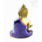 Gyógyító Buddha réz szobor, kővel berakott - 21cm