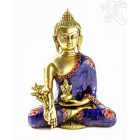 Gyógyító Buddha réz szobor, kővel berakott - 21cm