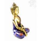 Gyógyító Buddha réz szobor, kővel berakott - 21cm