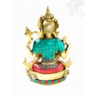 4 karú Csenrézi réz szobor, kővel berakott - 20cm