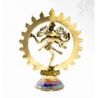 Táncoló Shiva réz szobor, kővel berakott - 24 cm